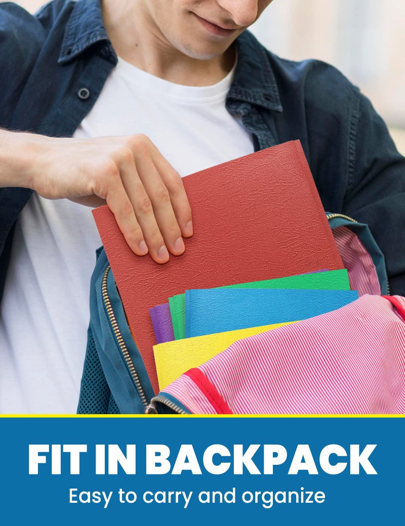 SUNEE 2 Pocket Folders with Prongs (25 Pack, Assorted Colors), Paper Folders with 2 Pockets and 3 Prongs Fit Letter Size Paper, Folders with Prongs for School Office Home Business - Image 4